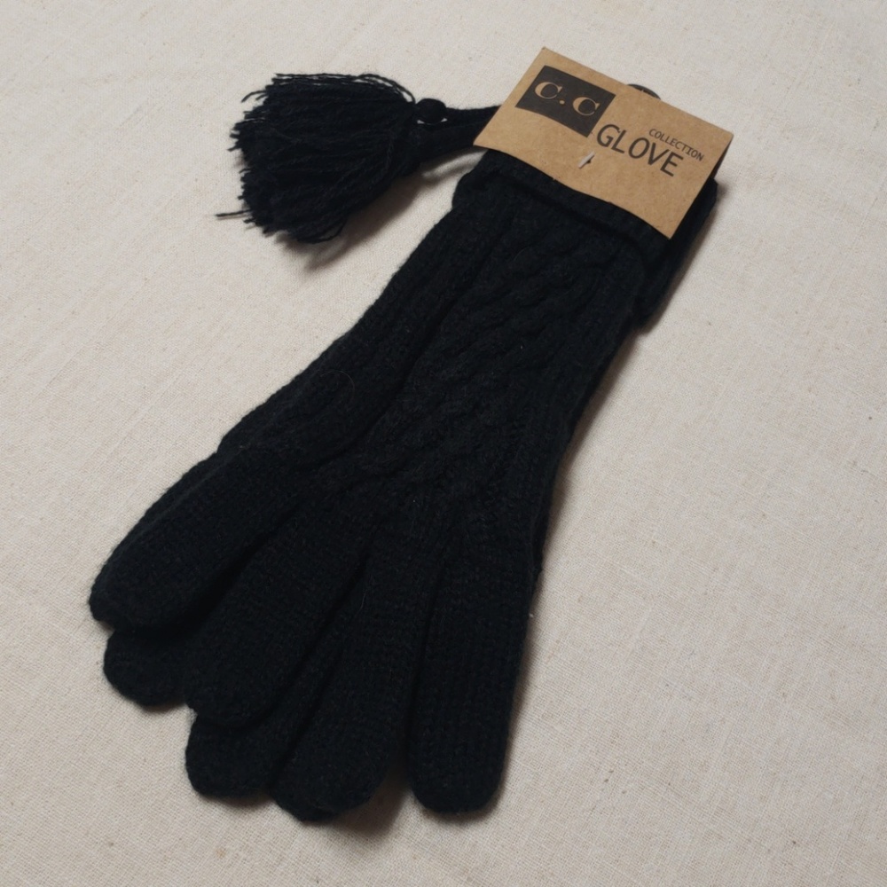 C.C Collection Black Knit Gloves